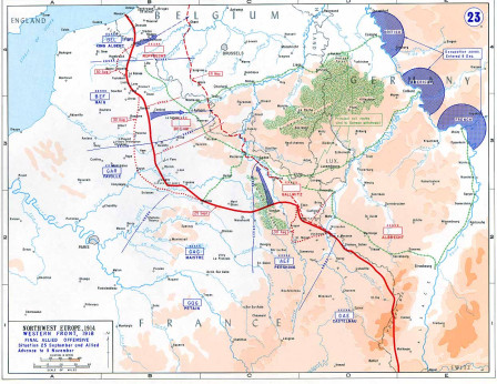 Carte du front Ouest, septembre-octobre 1918 (History Department of the US Military Academy West Point via Wikipédia, domaine public)